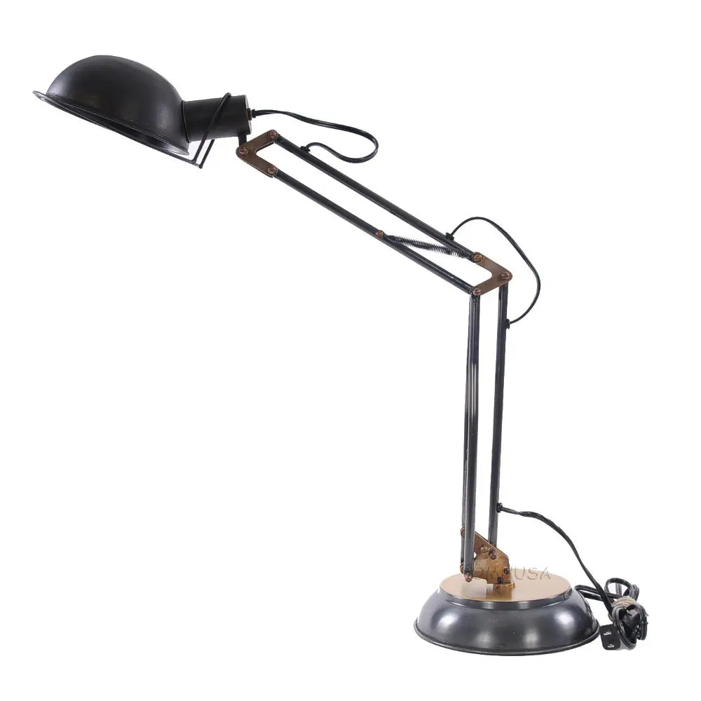 Lampe de table à ressort en laiton sur socle rond