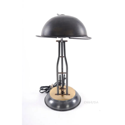 Lampe de table à ressort en laiton sur socle rond