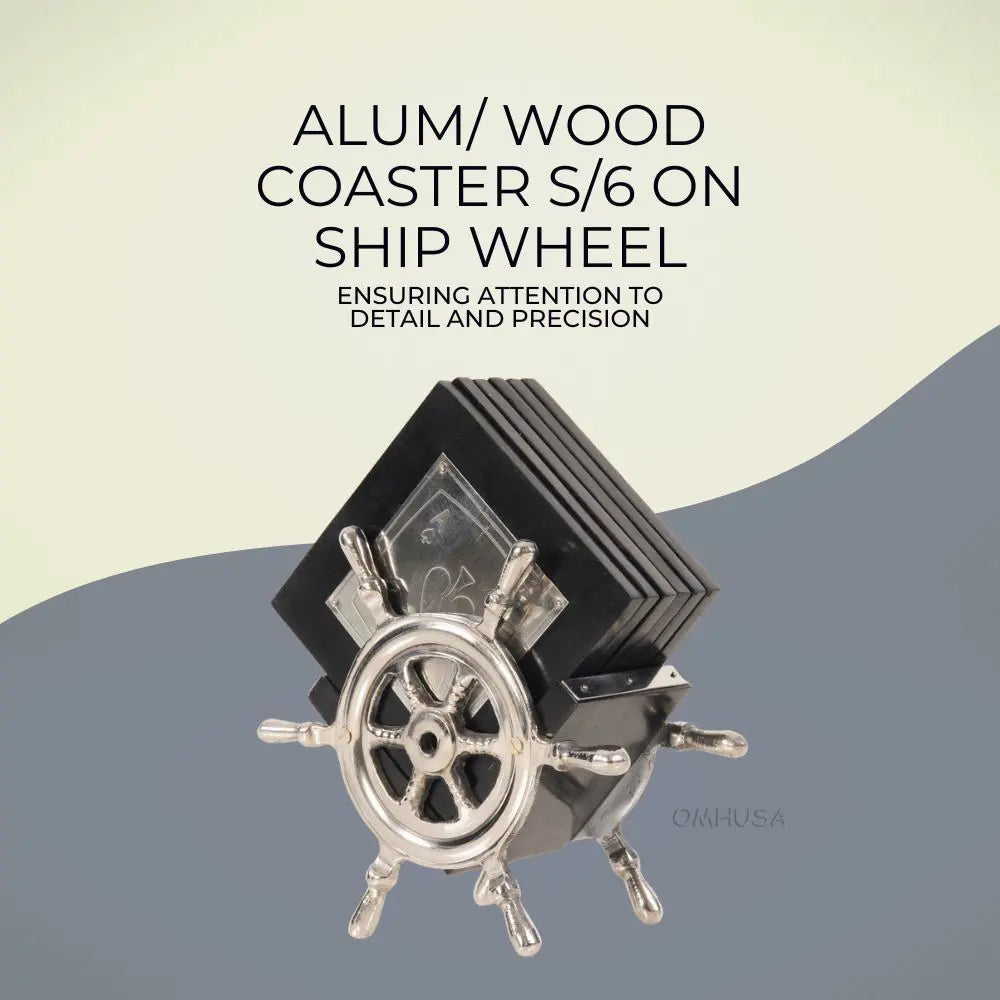 Sous-verres alu/bois S/6 sur volant de bateau