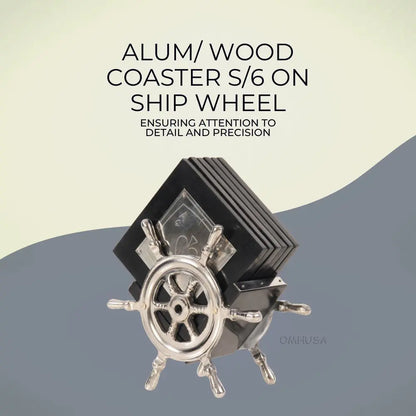 Sous-verres alu/bois S/6 sur volant de bateau