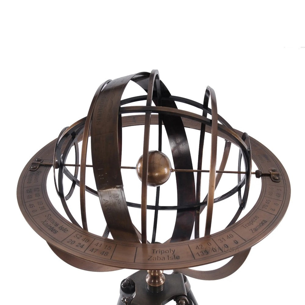 Brass Armillary With Wood Stand