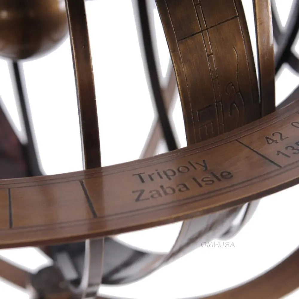 Brass Armillary With Wood Stand
