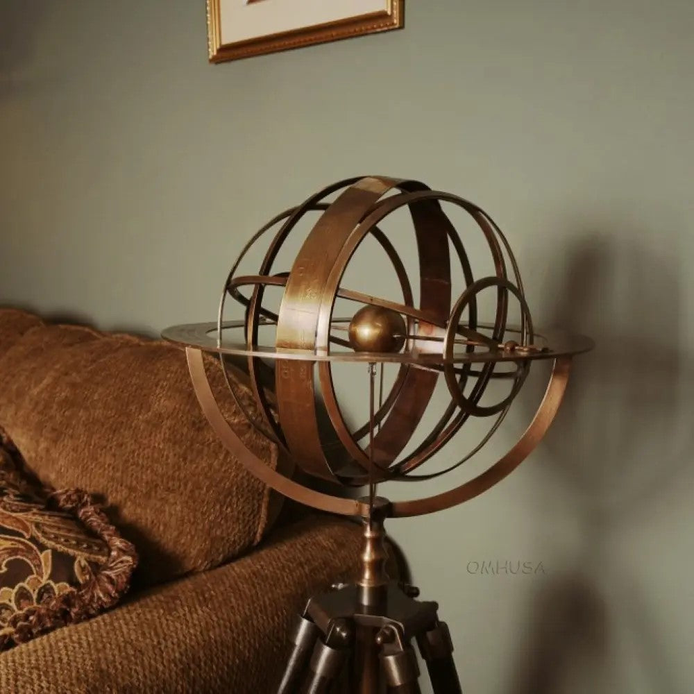 Brass Armillary With Wood Stand