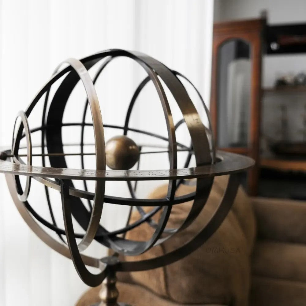 Brass Armillary With Wood Stand