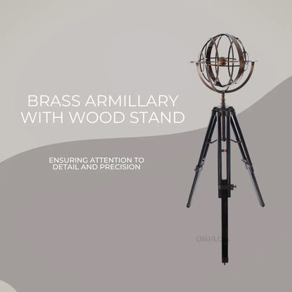 Brass Armillary With Wood Stand