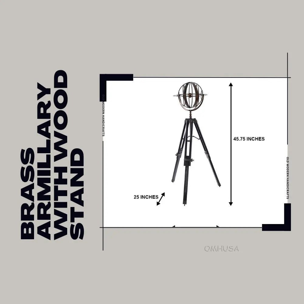 Brass Armillary With Wood Stand