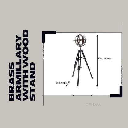 Brass Armillary With Wood Stand