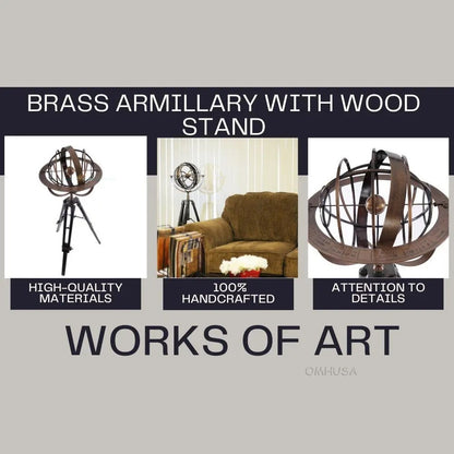 Brass Armillary With Wood Stand