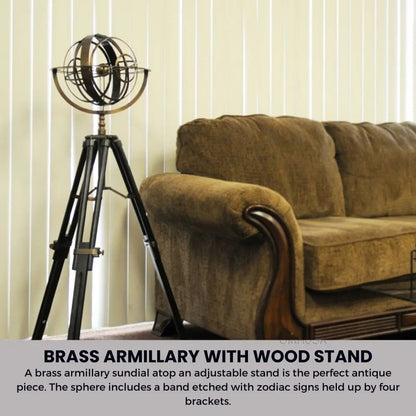 Brass Armillary With Wood Stand