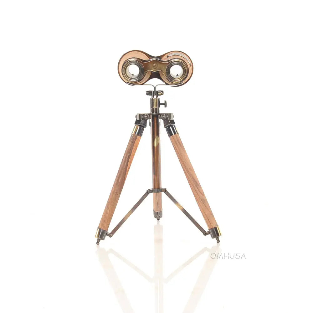 Wood/Brass Binocular On Stand