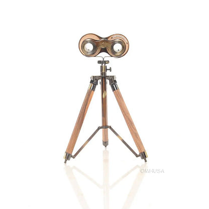 Wood/Brass Binocular On Stand