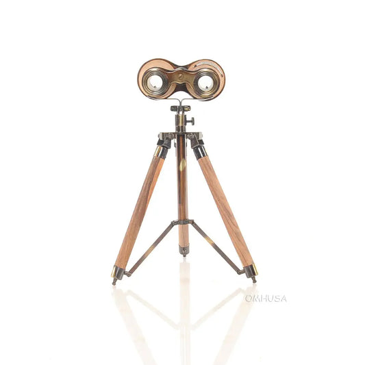 Wood/Brass Binocular On Stand