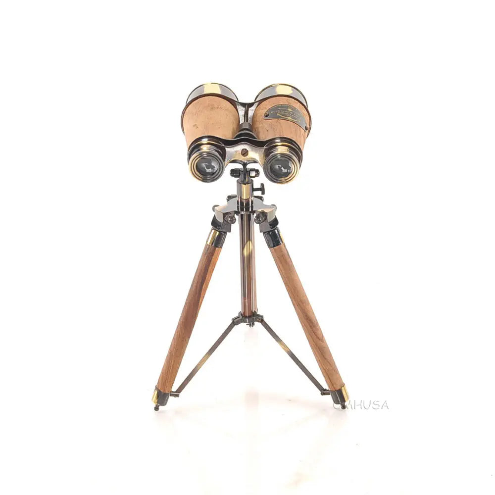 Wood/Brass Binocular On Stand
