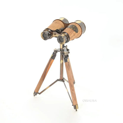 Wood/Brass Binocular On Stand