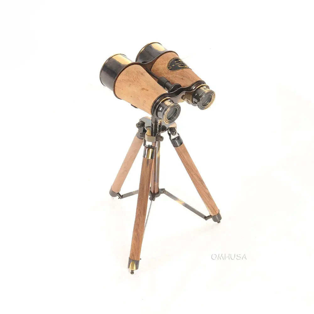 Wood/Brass Binocular On Stand