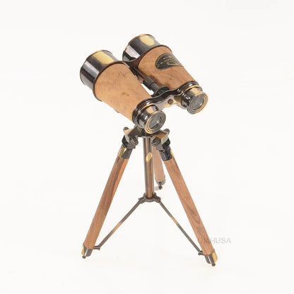 Wood/Brass Binocular On Stand