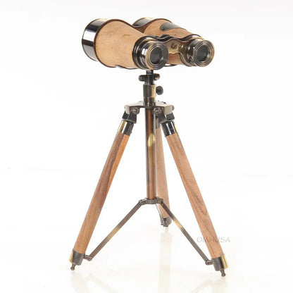 Wood/Brass Binocular On Stand