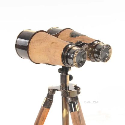 Wood/Brass Binocular On Stand
