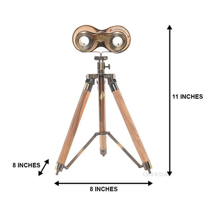 Wood/Brass Binocular On Stand