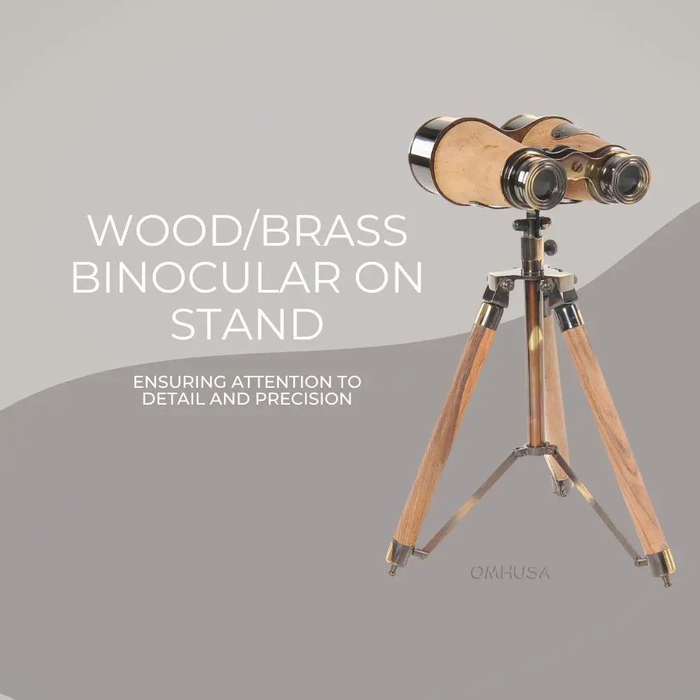 Wood/Brass Binocular On Stand