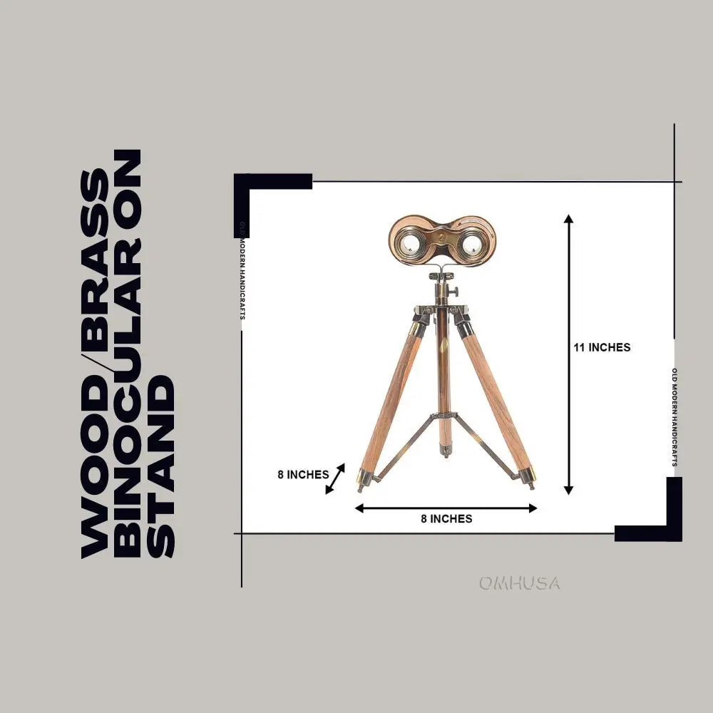 Wood/Brass Binocular On Stand