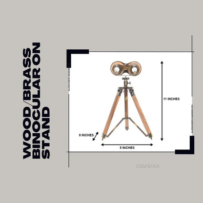 Wood/Brass Binocular On Stand