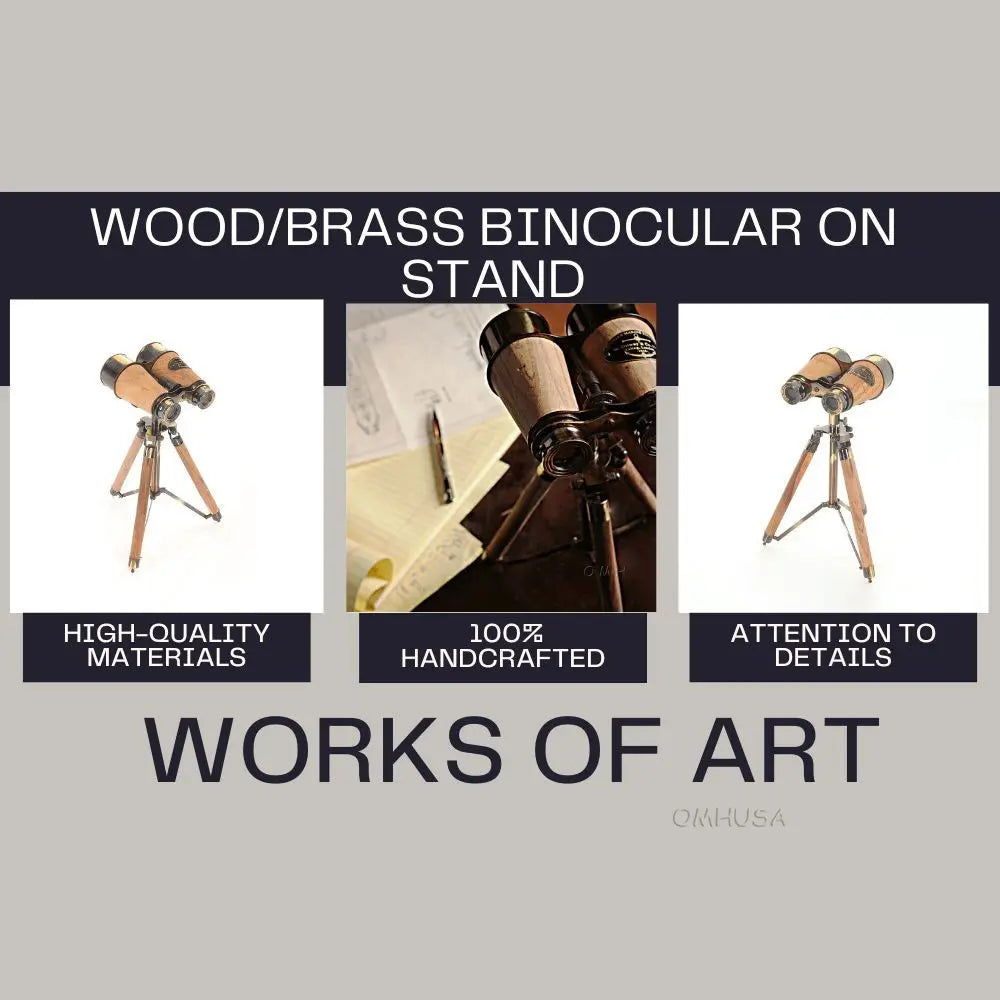 Wood/Brass Binocular On Stand