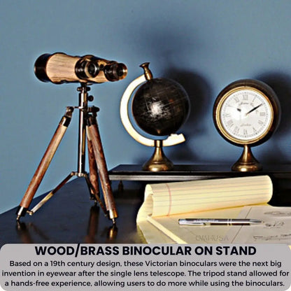 Wood/Brass Binocular On Stand