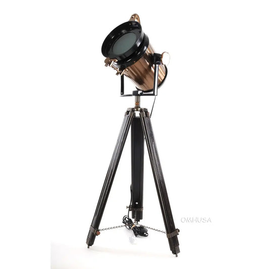Alum/Steel Spot Light Wood Stand Textured Glass