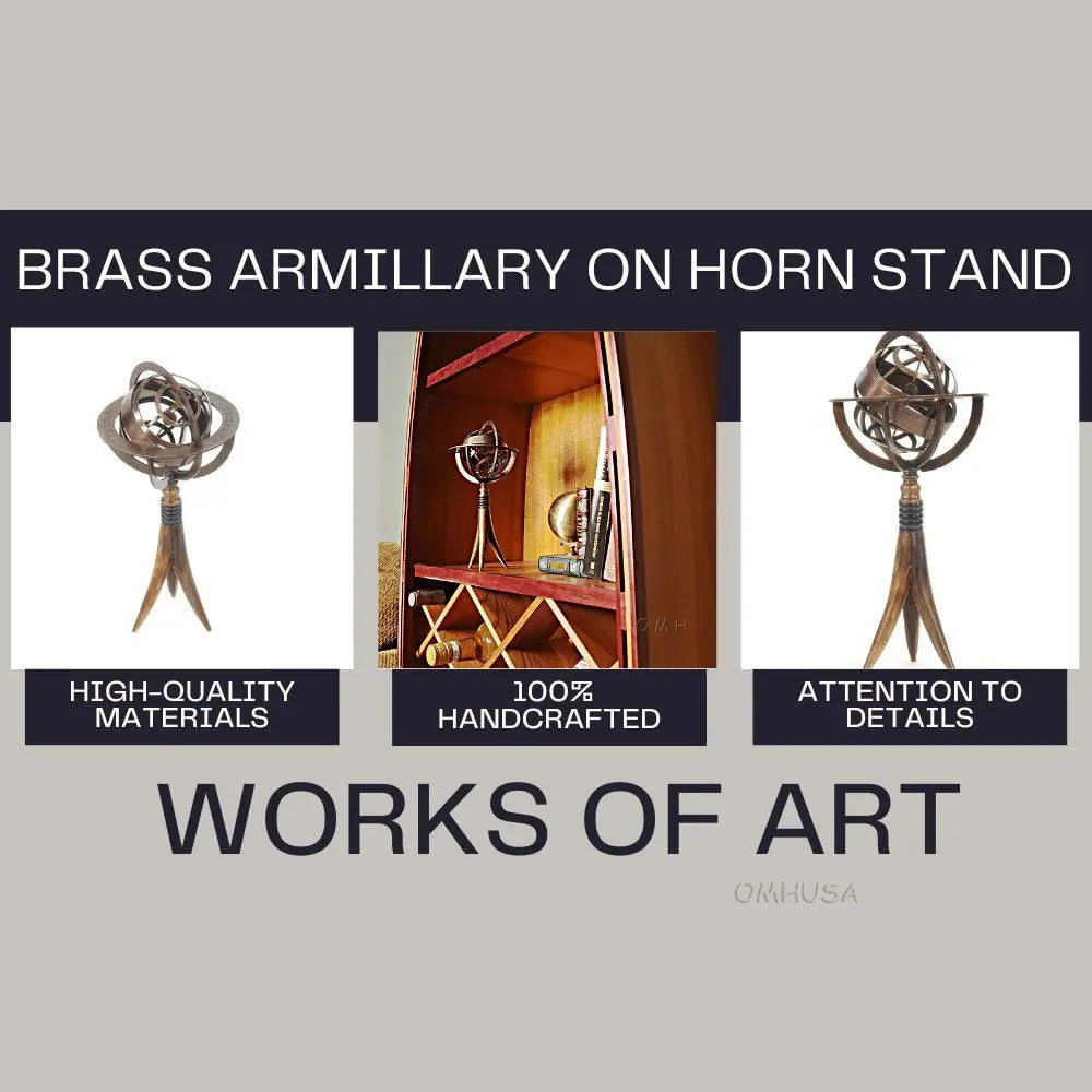 Brass Armillary On Horn Stand