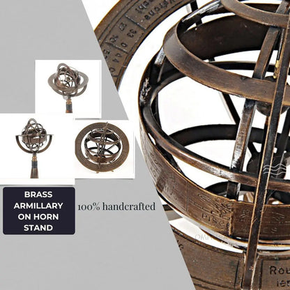 Brass Armillary On Horn Stand