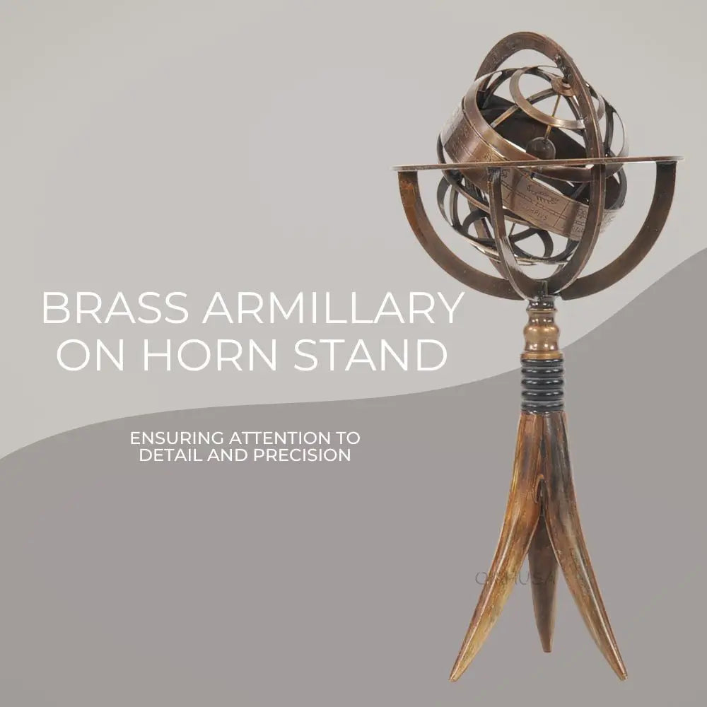 Brass Armillary On Horn Stand