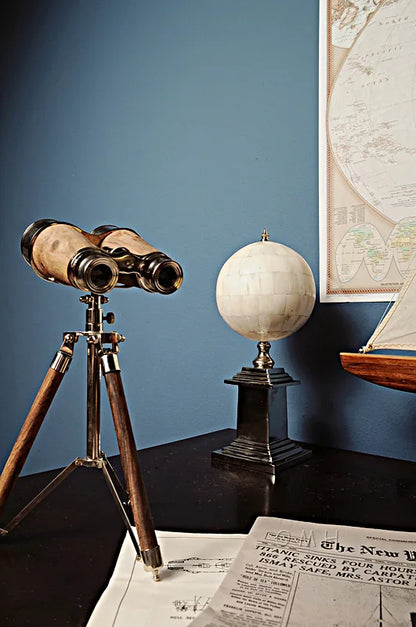 Globe en Os avec Base en Aluminium