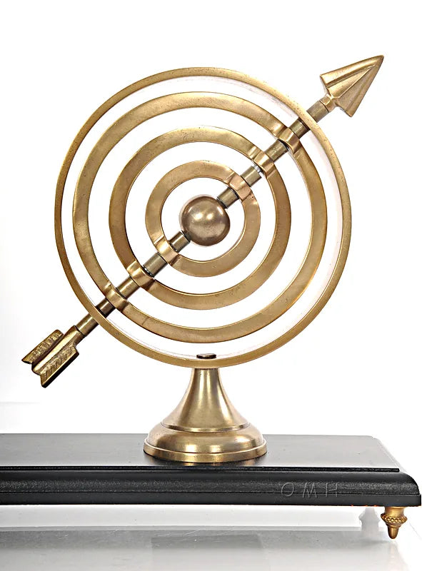 Armillery/Clock & Globe On Wood Base