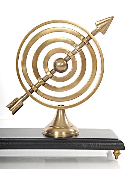 Armillery/Clock & Globe On Wood Base