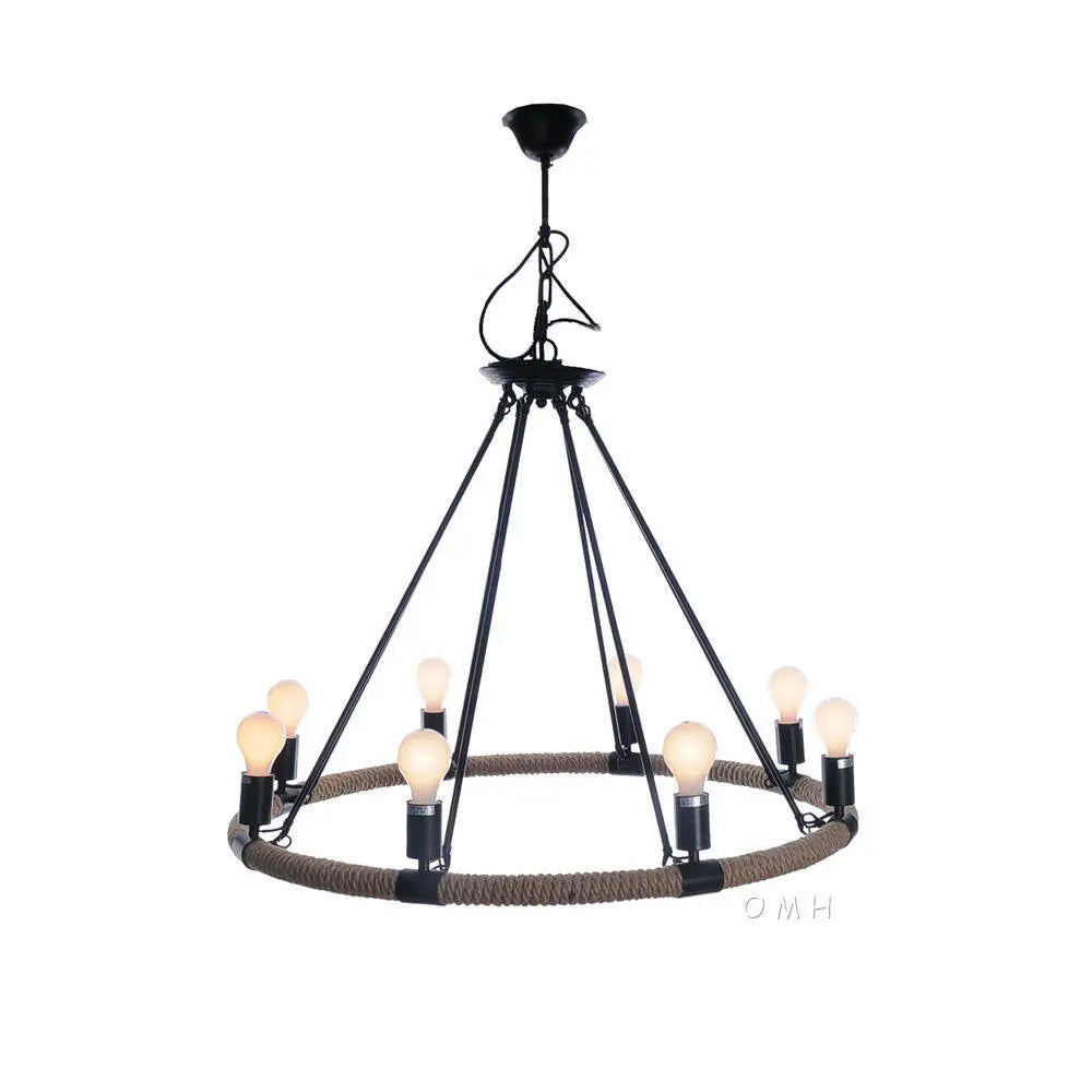 Rope Pendant Lamp - 8 Bulbs