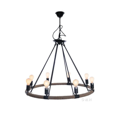 Rope Pendant Lamp - 8 Bulbs