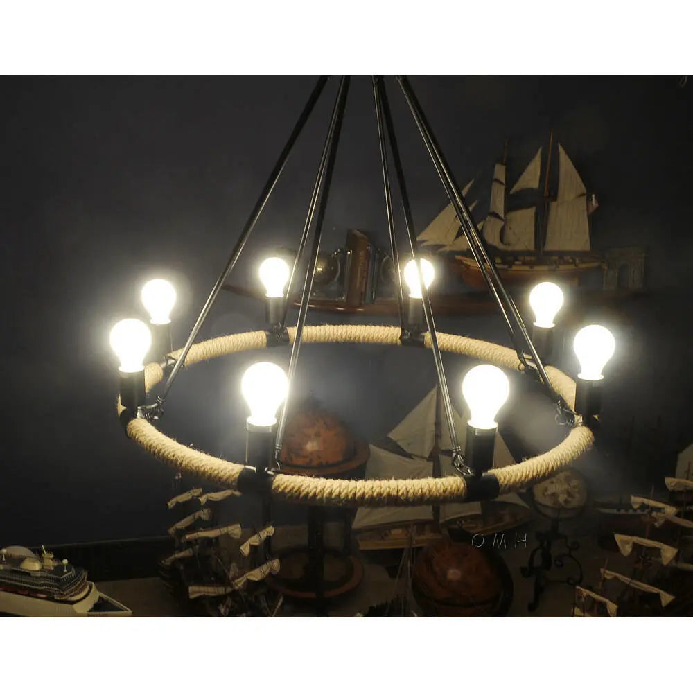 Rope Pendant Lamp - 8 Bulbs