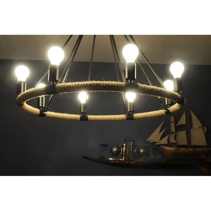 Rope Pendant Lamp - 8 Bulbs