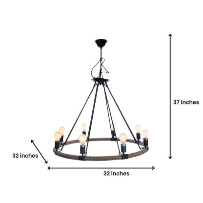 Rope Pendant Lamp - 8 Bulbs