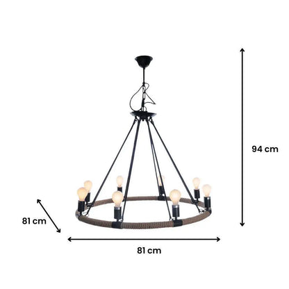 Rope Pendant Lamp - 8 Bulbs