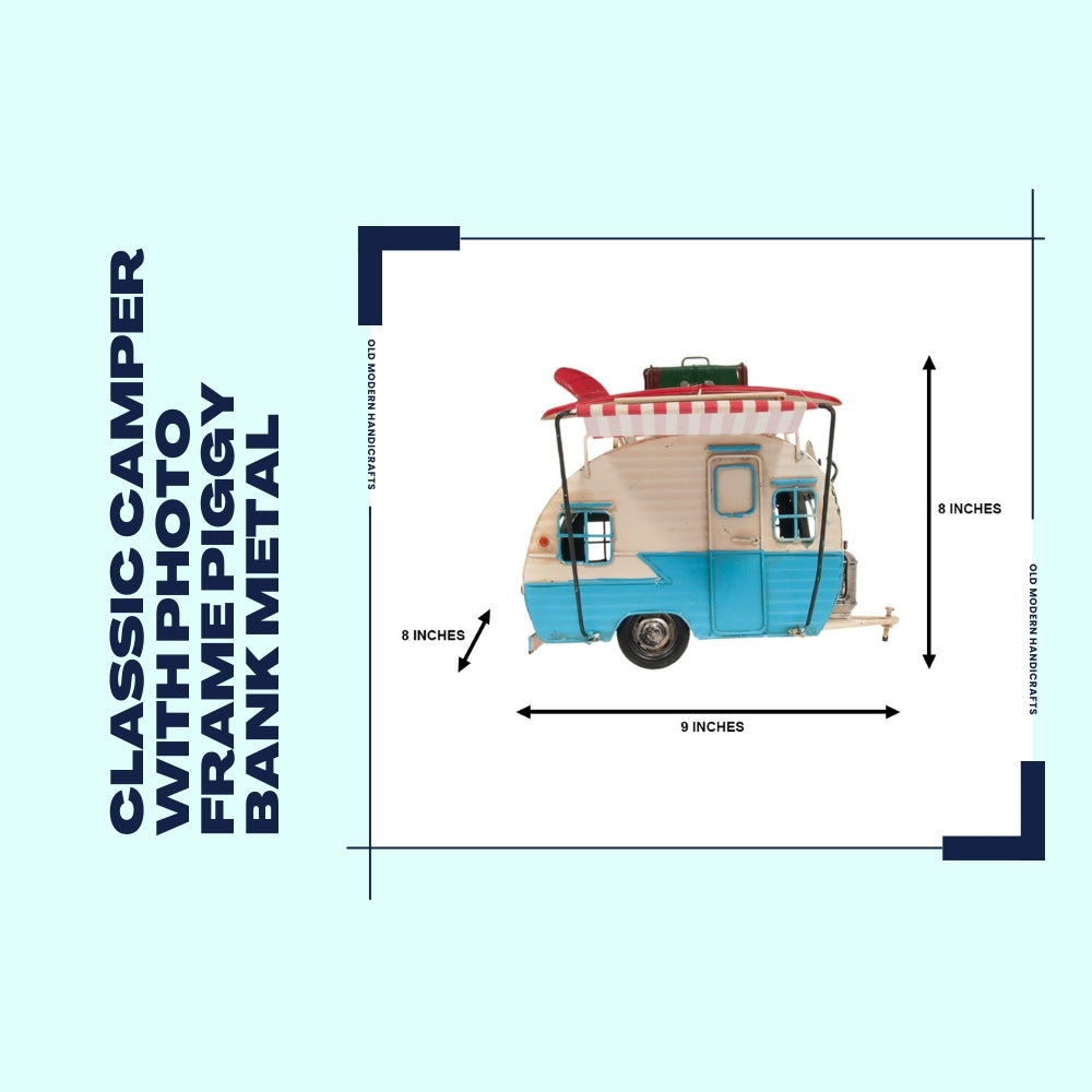 Classic Camper with photo frame piggy bank Metal