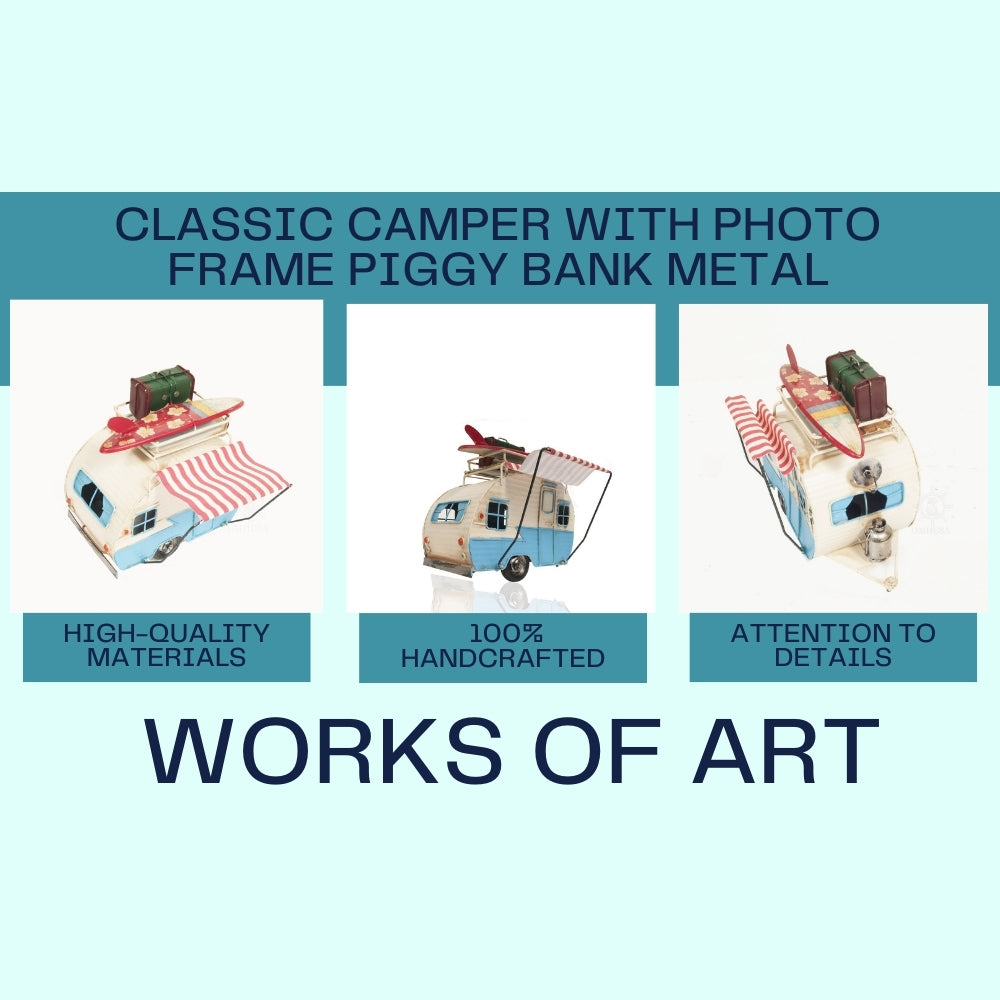 Classic Camper with photo frame piggy bank Metal