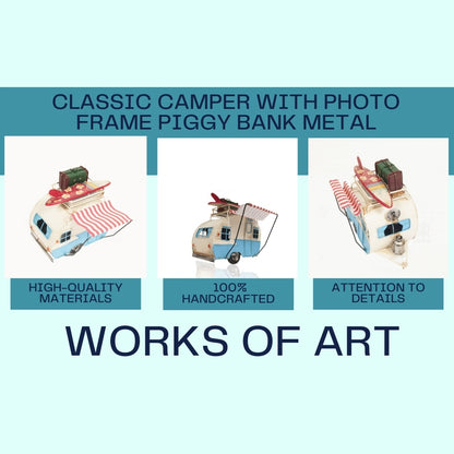 Classic Camper with photo frame piggy bank Metal