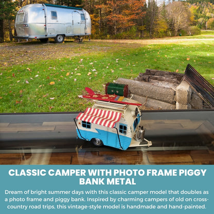 Classic Camper with photo frame piggy bank Metal