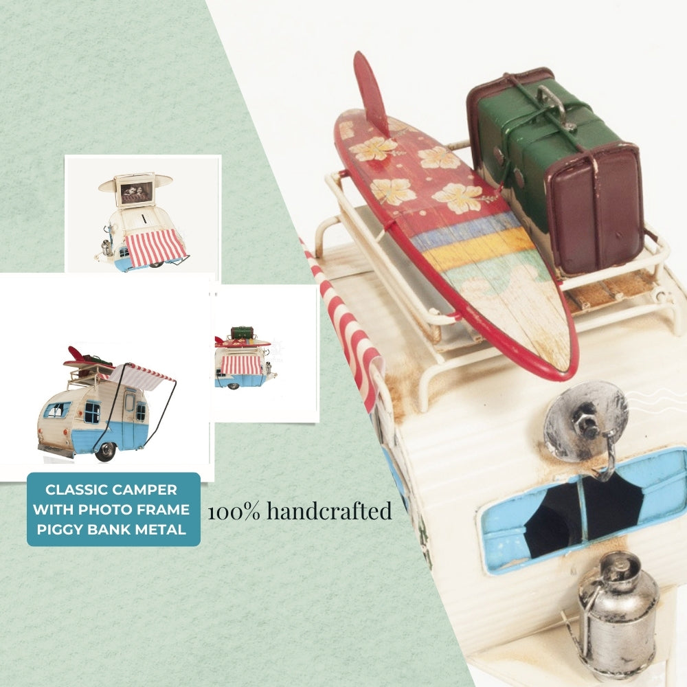 Classic Camper with photo frame piggy bank Metal