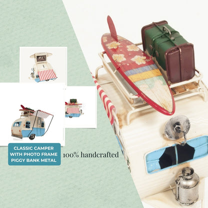 Classic Camper with photo frame piggy bank Metal