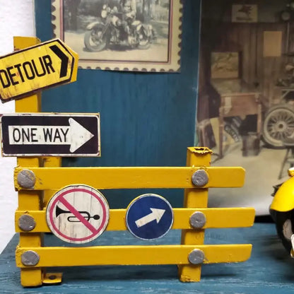 Vintage Harley Motorcycle Shadow Box on Wood Frame