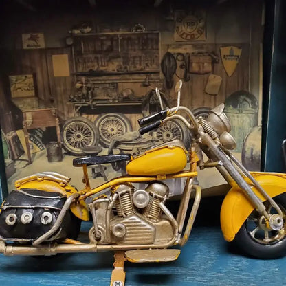 Vintage Harley Motorcycle Shadow Box on Wood Frame