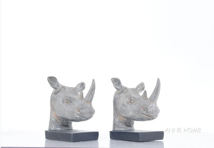 Anne Home - Rhino Head Bookend - Set of 2